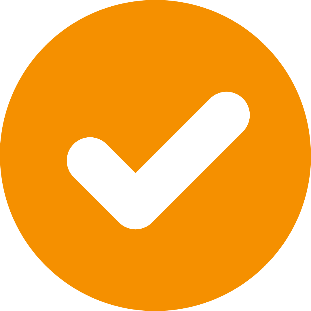 Orange checkmark in a circle
