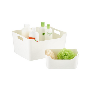 Plastic Storage Bin with Handles (White)